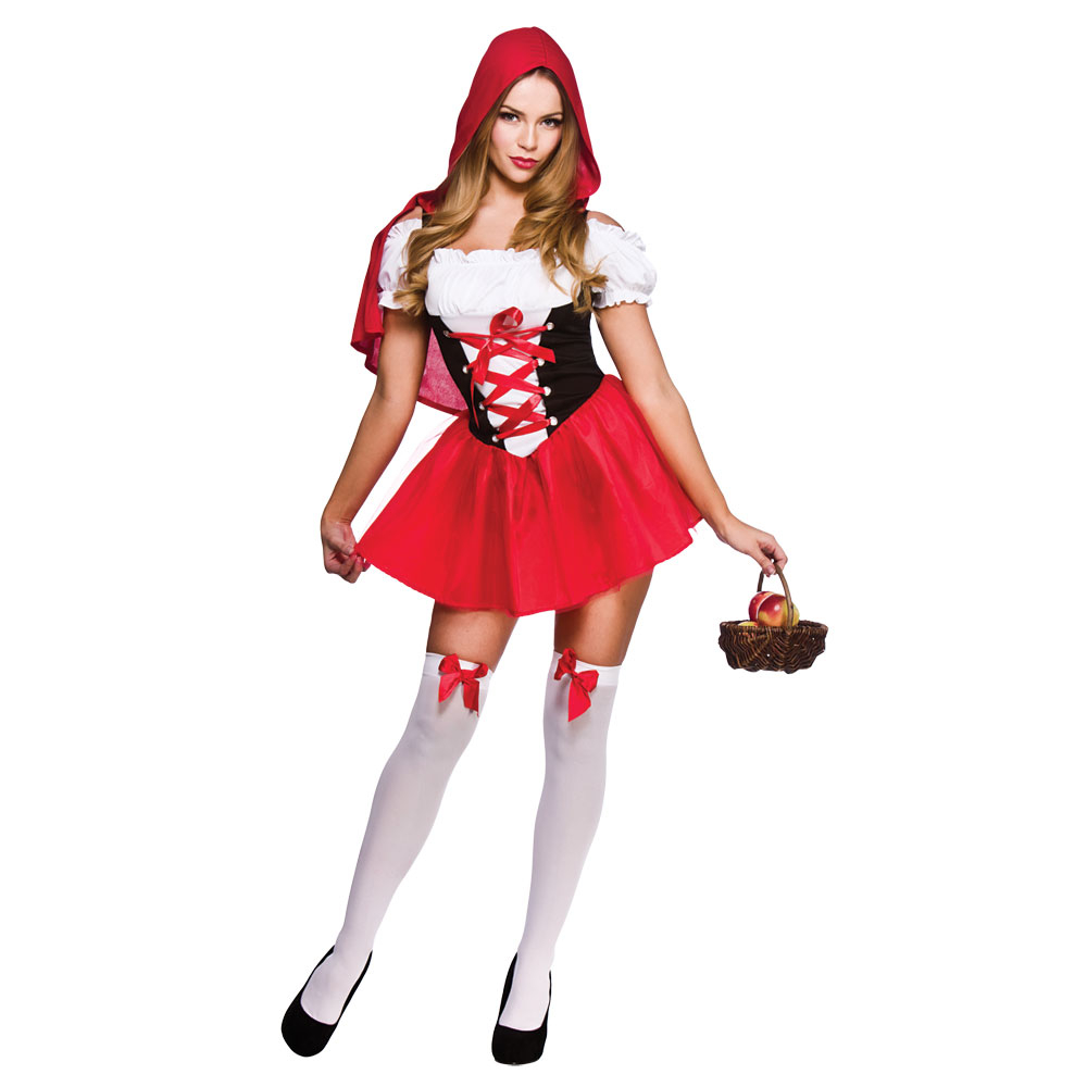 Adult LITTLE RED RIDING HOOD Short Fancy Dress Ladies Sexy Costume UK ...